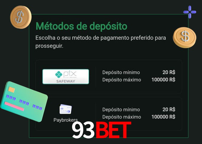 O cassino 93Bet oferece uma grande variedade de métodos de pagamento
